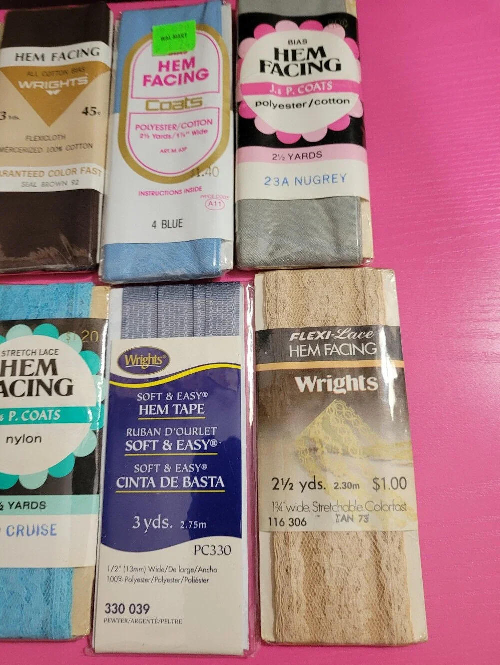 Vintage Hem Facing & Hem Tape Assortment 8 Packs (1239)